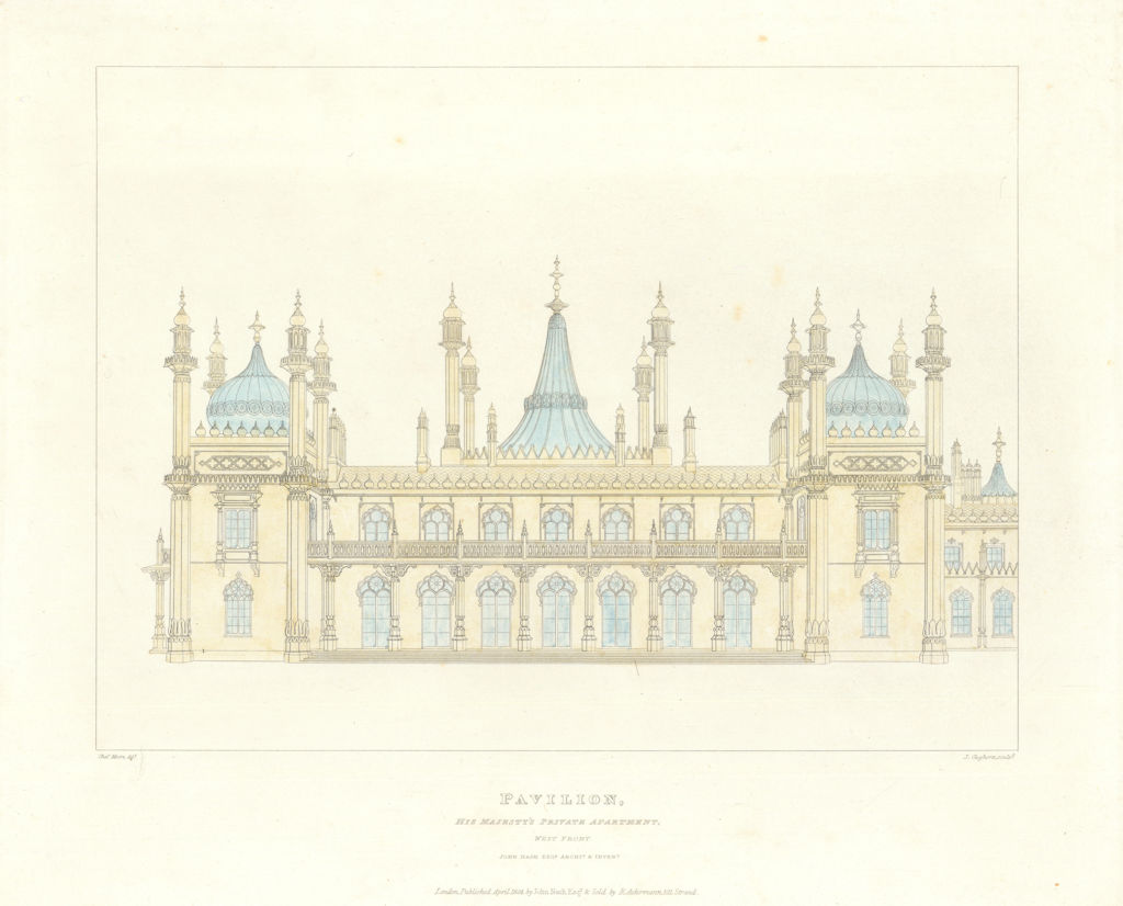 Brighton Royal Pavilion. His Majesty's private apartment. West Front. Nash 1826