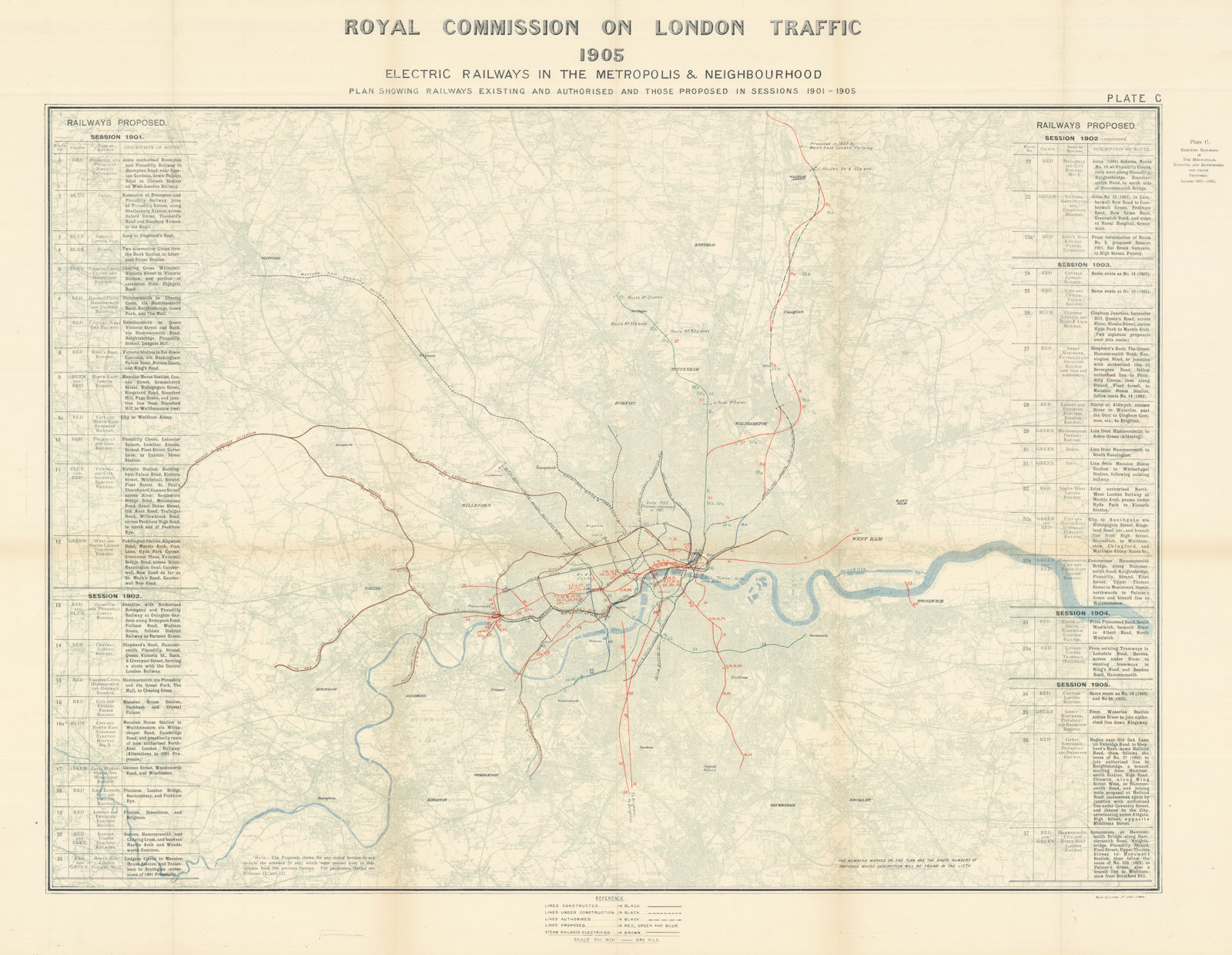 London Electric Railways. Existing, authorised & proposed 1901/5. Tube 1906 map