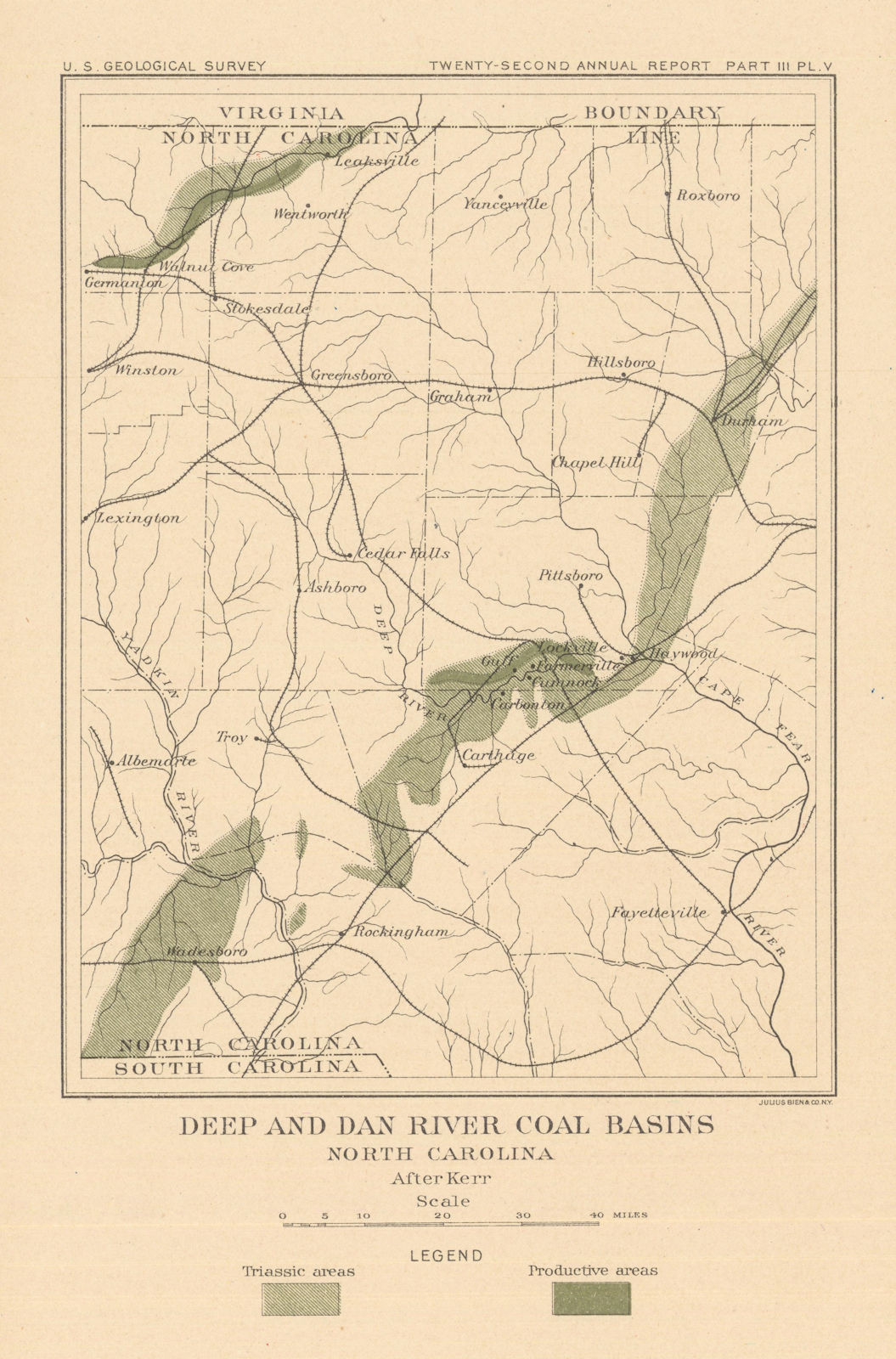 Deep & Dan River coal basins, North Carolina. US Geological Survey 1902 map