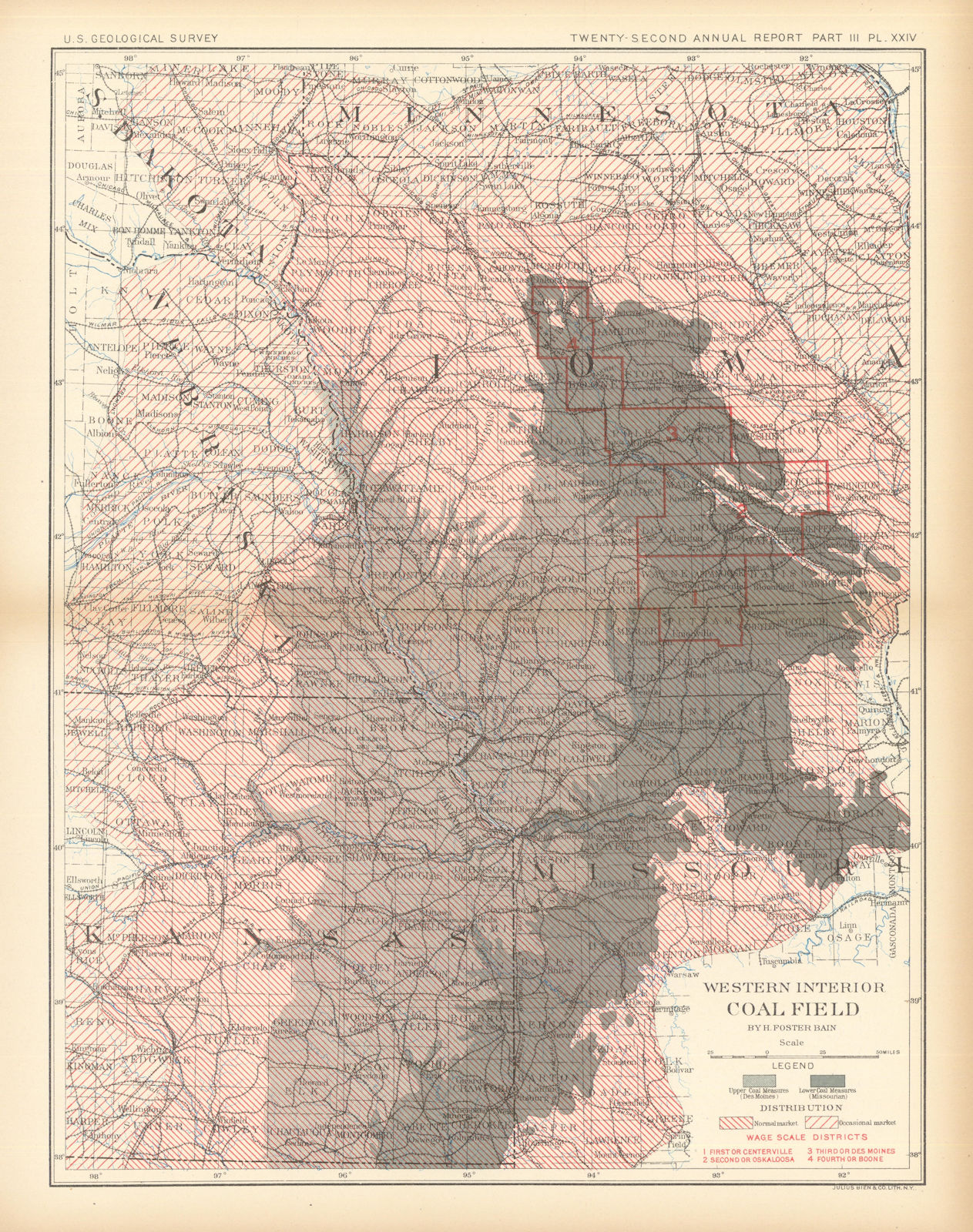 Western Interior coal field. Distribution & markets. Midwest. USGS 1902 map