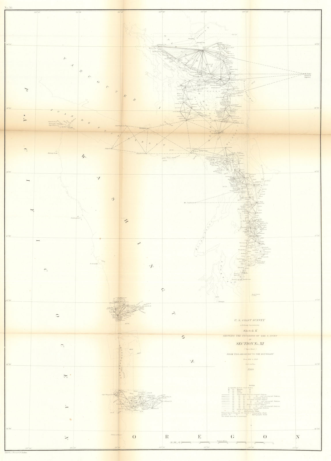 US Coast Survey §XI Washington/Oregon. Puget Sound to Tillamook Bay 1860 map