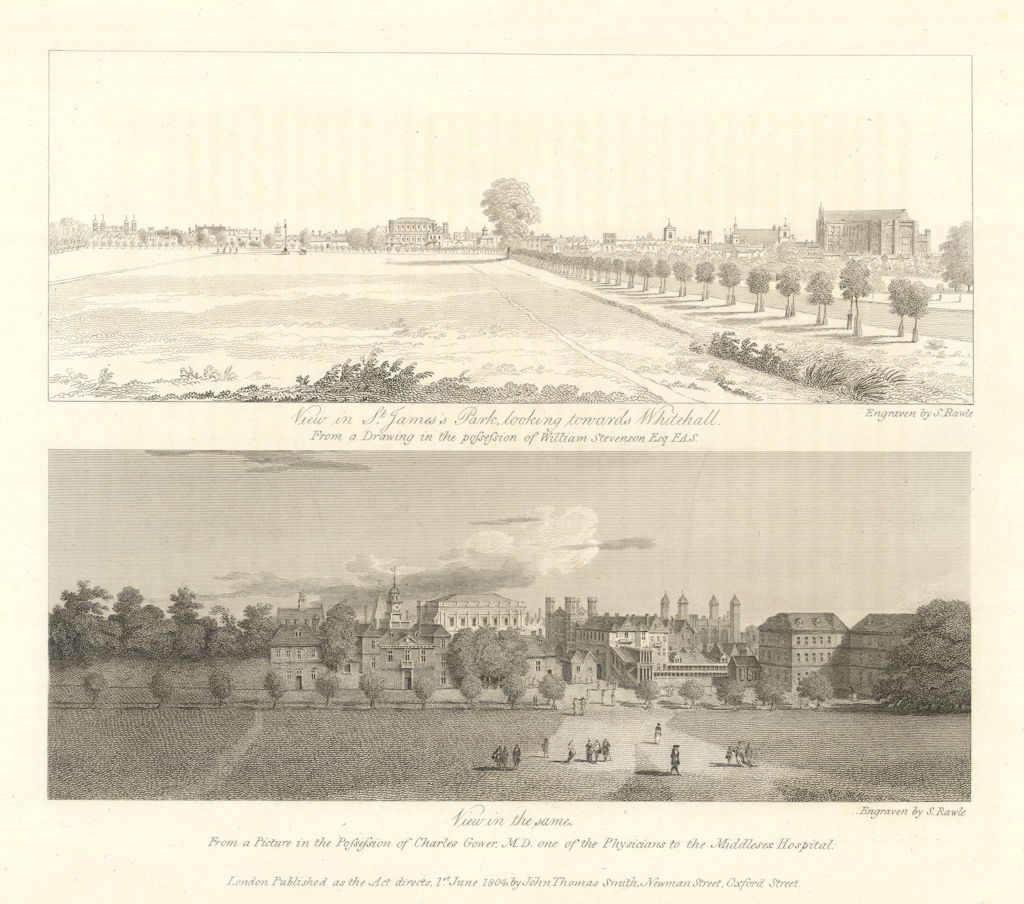 Whitehall from Birdcage Walk, St James’s Park & Horse Guards by J.T. Smith 1804