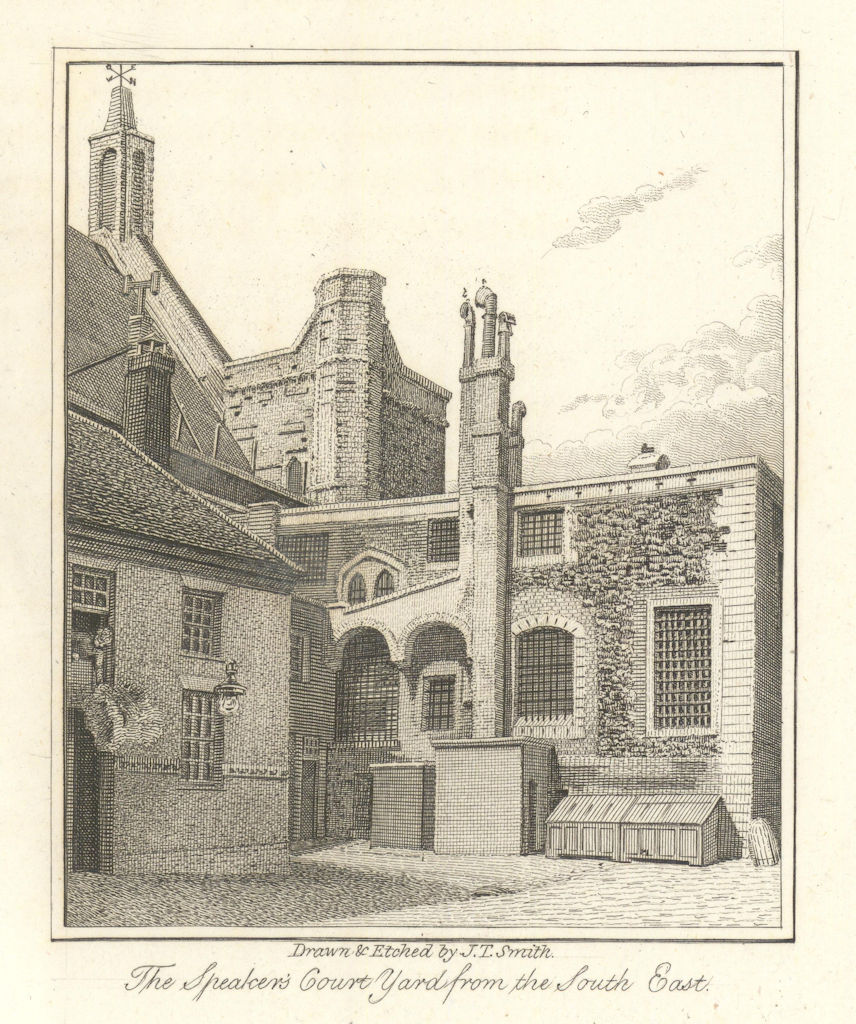 Speaker’s Court Yard from the South East by J.T. Smith. Westminster 1804 print