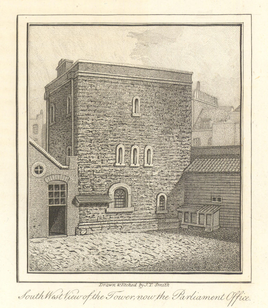 South West view of the Jewel Tower, Palace of Westminster by J.T. Smith 1807