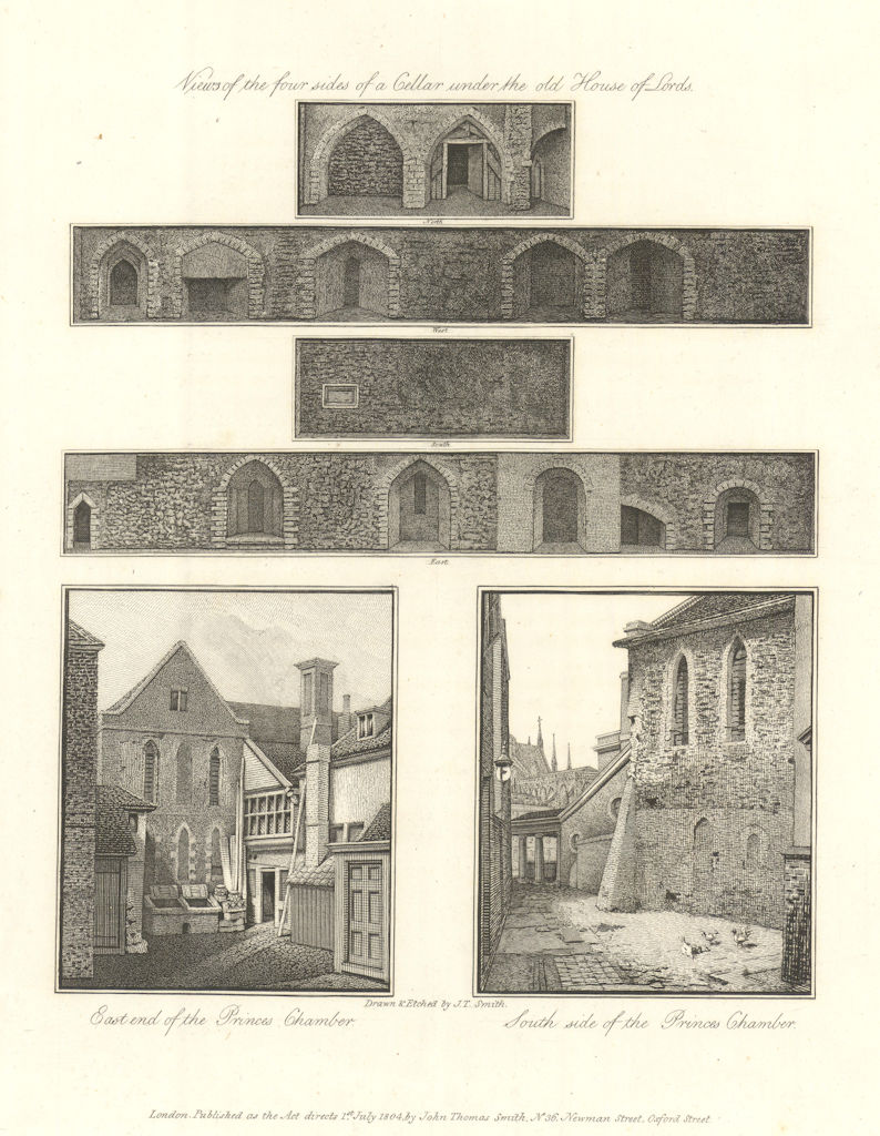 Old House of Lords Gunpowder Plot Cellar & Princes Chamber. Westminster 1804