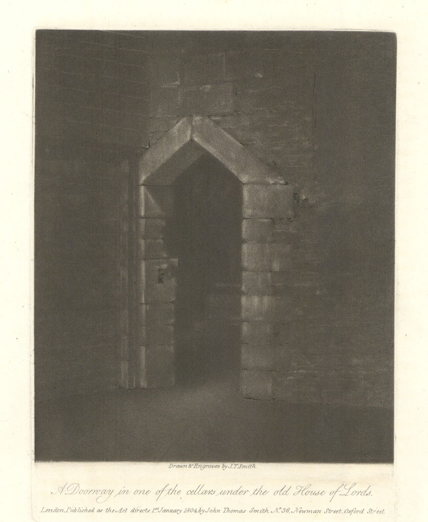 Doorway to the Gunpowder Plot Cellar under the old House of Lords. JT Smith 1807