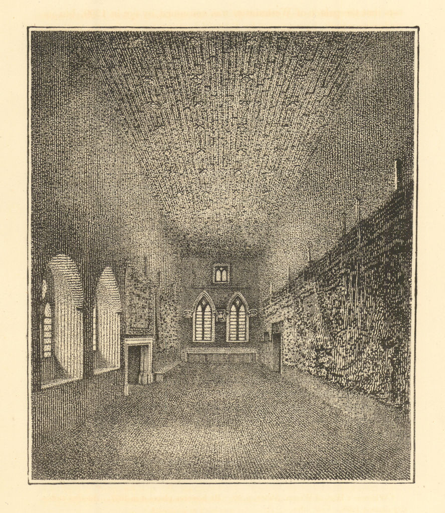 Palace of Westminster. Painted Chamber interior. A very early lithograph 1807