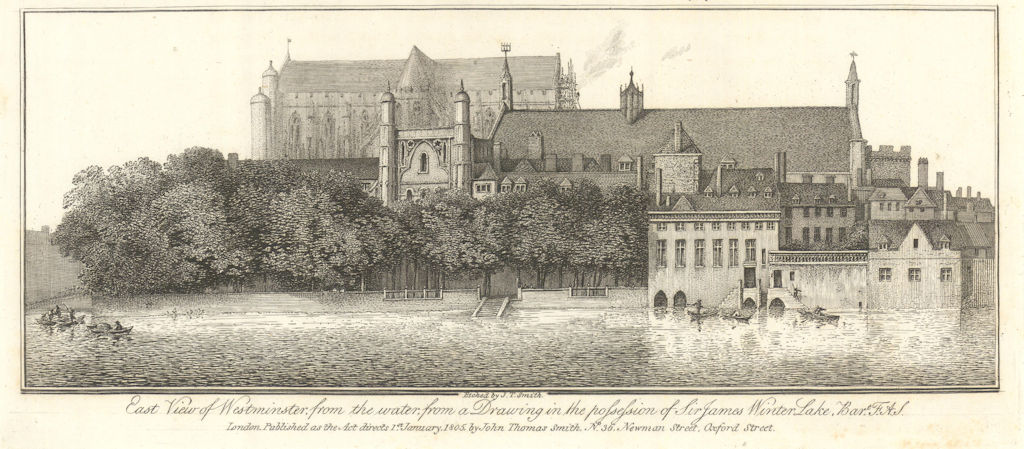 East view of Westminster from the water, from a drawing, by J.T. Smith 1807