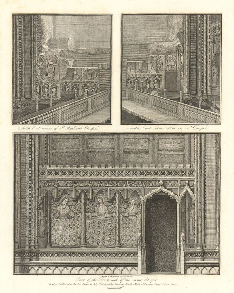 St Stephen’s Chapel, Westminster. The old House of Commons. J.T. Smith 1806