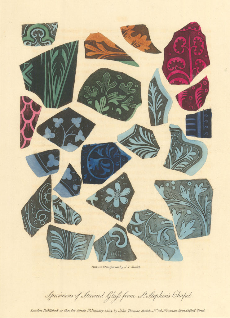 Stained Glass from St. Stephen's Chapel, Westminster. Plate 1 by J.T. Smith 1807