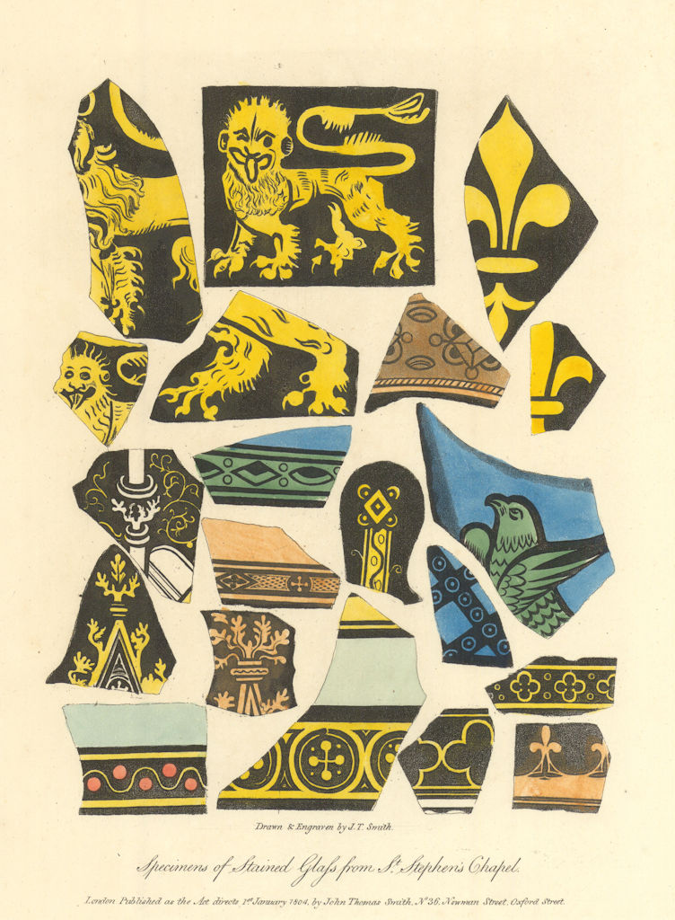 Stained Glass from St. Stephen's Chapel, Westminster. Plate 2 by J.T. Smith 1807