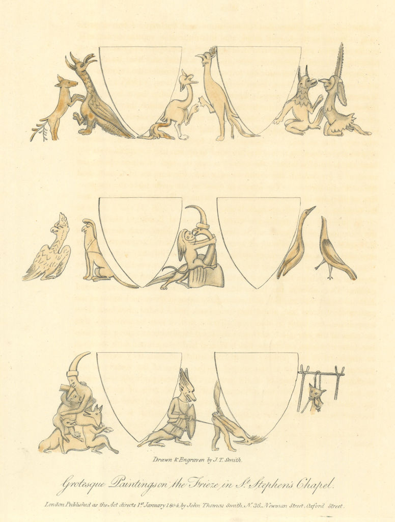 Grotesque Paintings on St. Stephen's Chapel frieze, Westminster #2 JT Smith 1807
