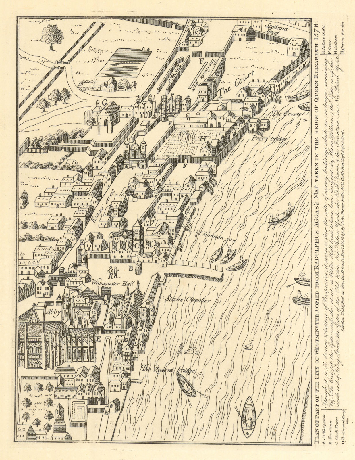 Westminster from Agas' map… in the Reign of Queen Elizabeth 1578. JT Smith 1807