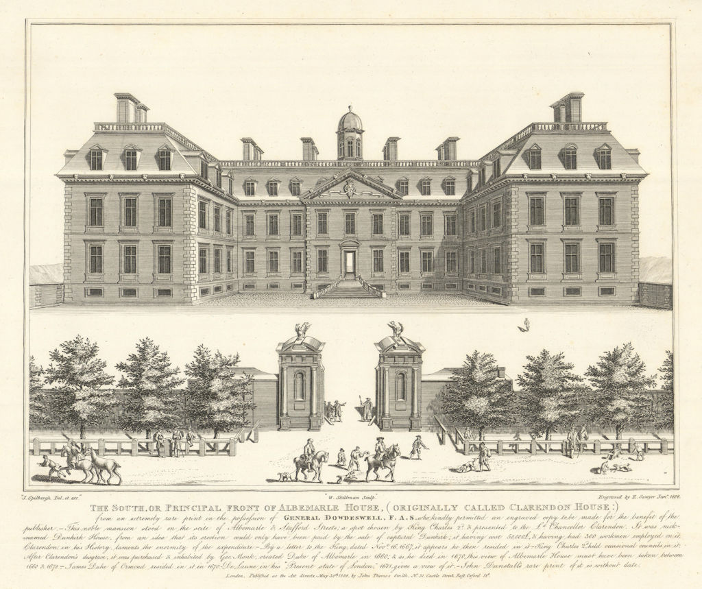 South front of Albemarle (or Clarendon) House, Piccadilly by Richard Sawyer 1808