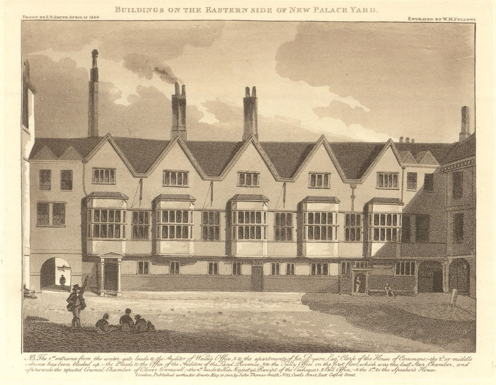 The Eastern side of New Palace Yard, Westminster. Aquatint by J.T. Smith 1808
