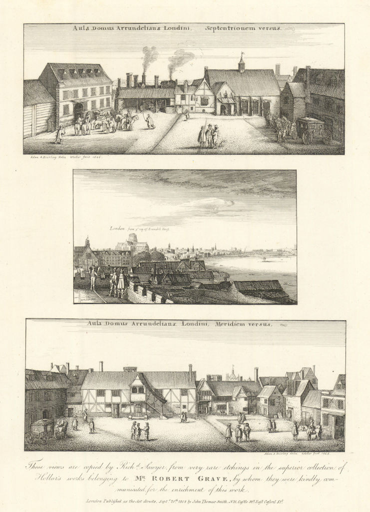 Arundel House & view of London after Hollar, by Richard Sawyer. J.T. Smith 1808