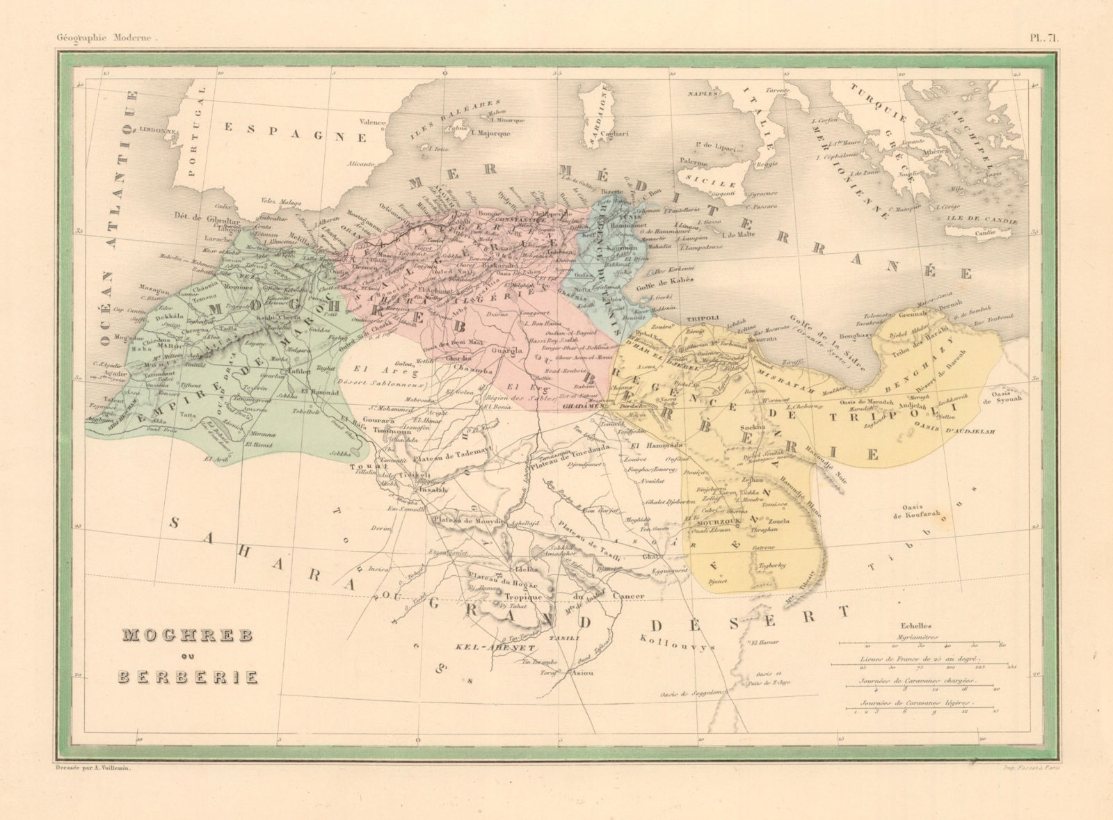 'Moghreb ou Berberie' by Malte-Brun. North Africa Maghreb Morocco c1862 map