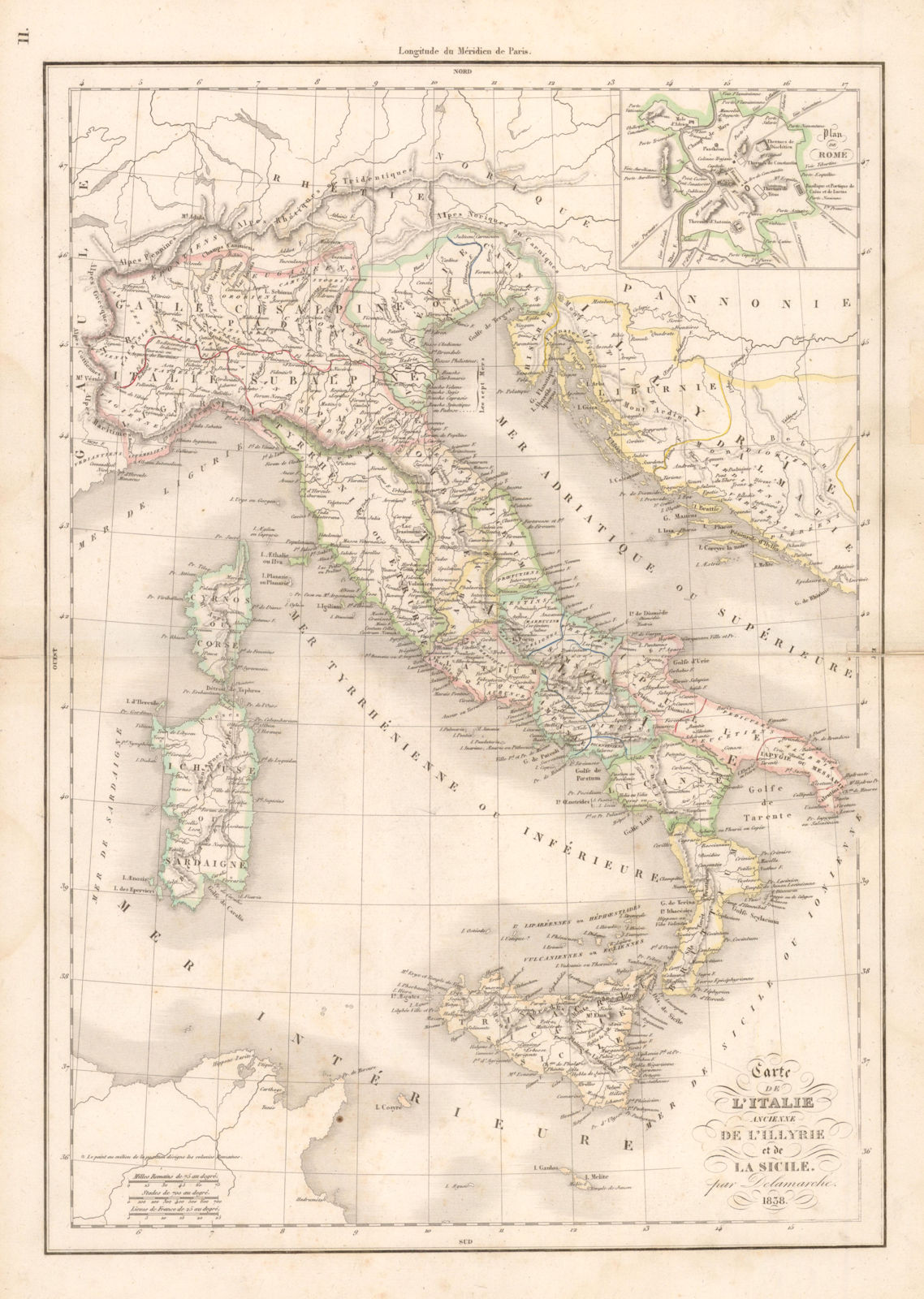 Associate Product 'Carte de l'Italie Ancienne de l'Illyrie et de La Sicile'. DELAMARCHE 1838 map
