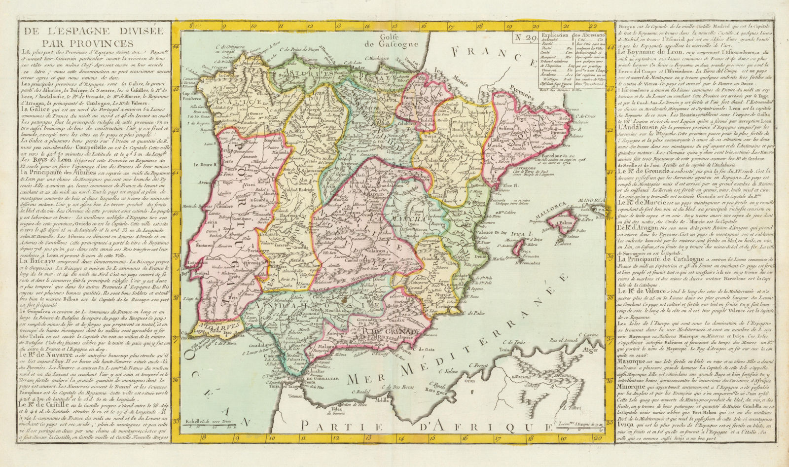 'De L'Espagne Divisée par Provinces' by J-B.L. Clouet. Spain Iberia 1787 map