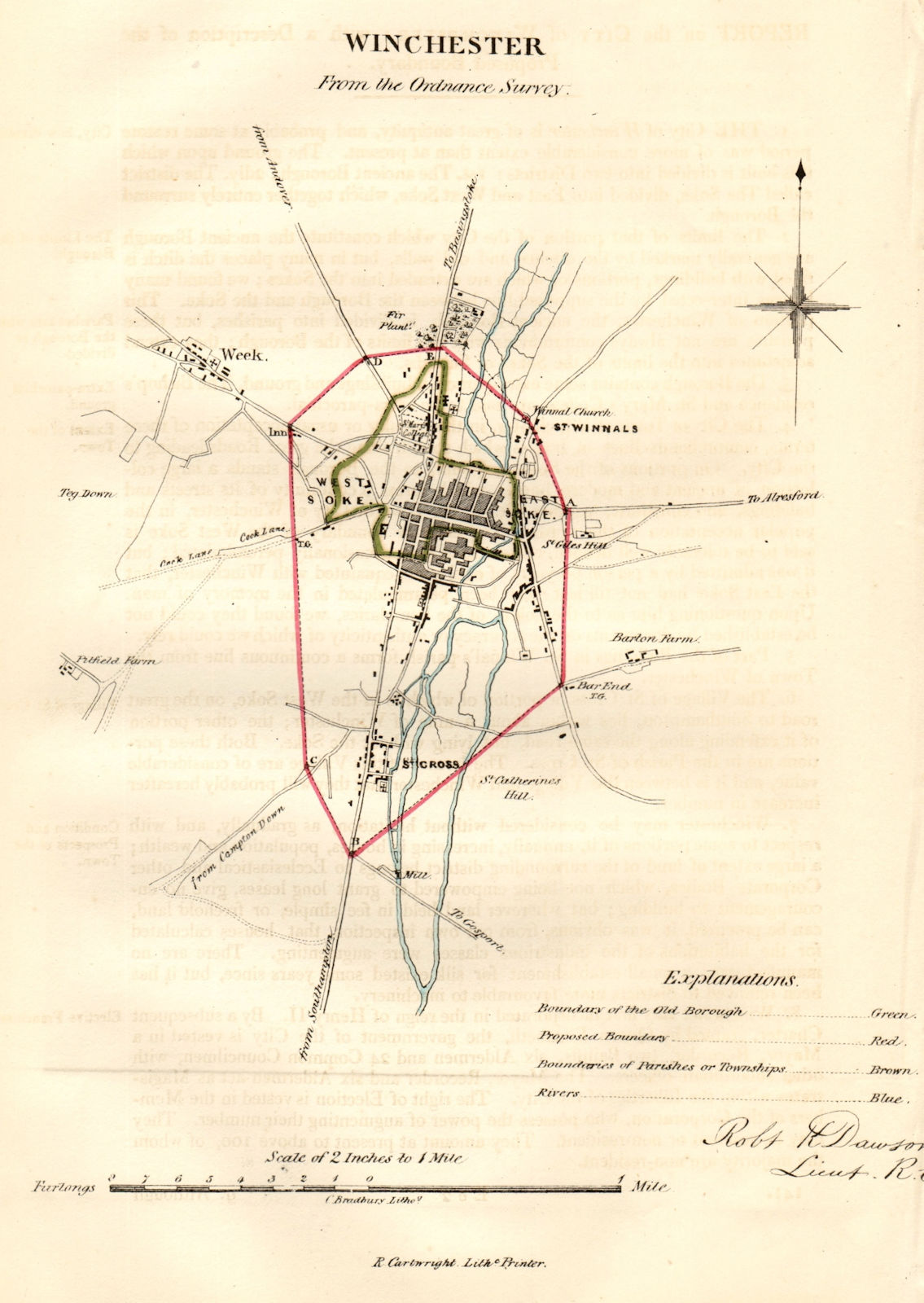 Associate Product WINCHESTER town/borough plan. REFORM ACT. Weeke. Hampshire. DAWSON 1832 map