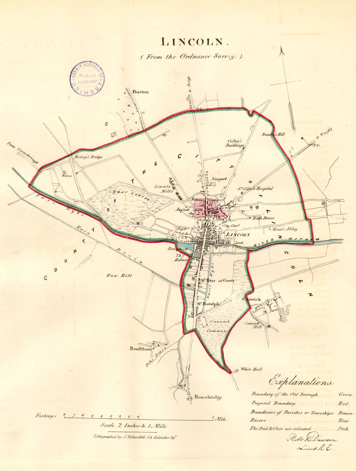 Associate Product LINCOLN borough/town/city plan. REFORM ACT. Lincolnshire. DAWSON 1832 old map