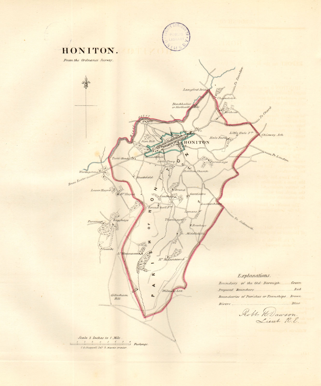 Associate Product HONITON borough/town plan. REFORM ACT. Devon. DAWSON 1832 old antique map