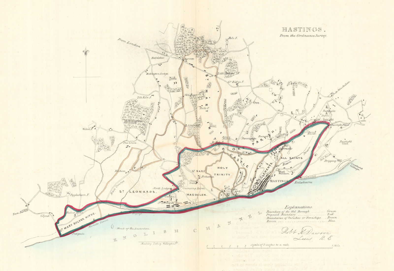 HASTINGS & St Leonards borough/town plan. REFORM ACT. Sussex. DAWSON 1832 map