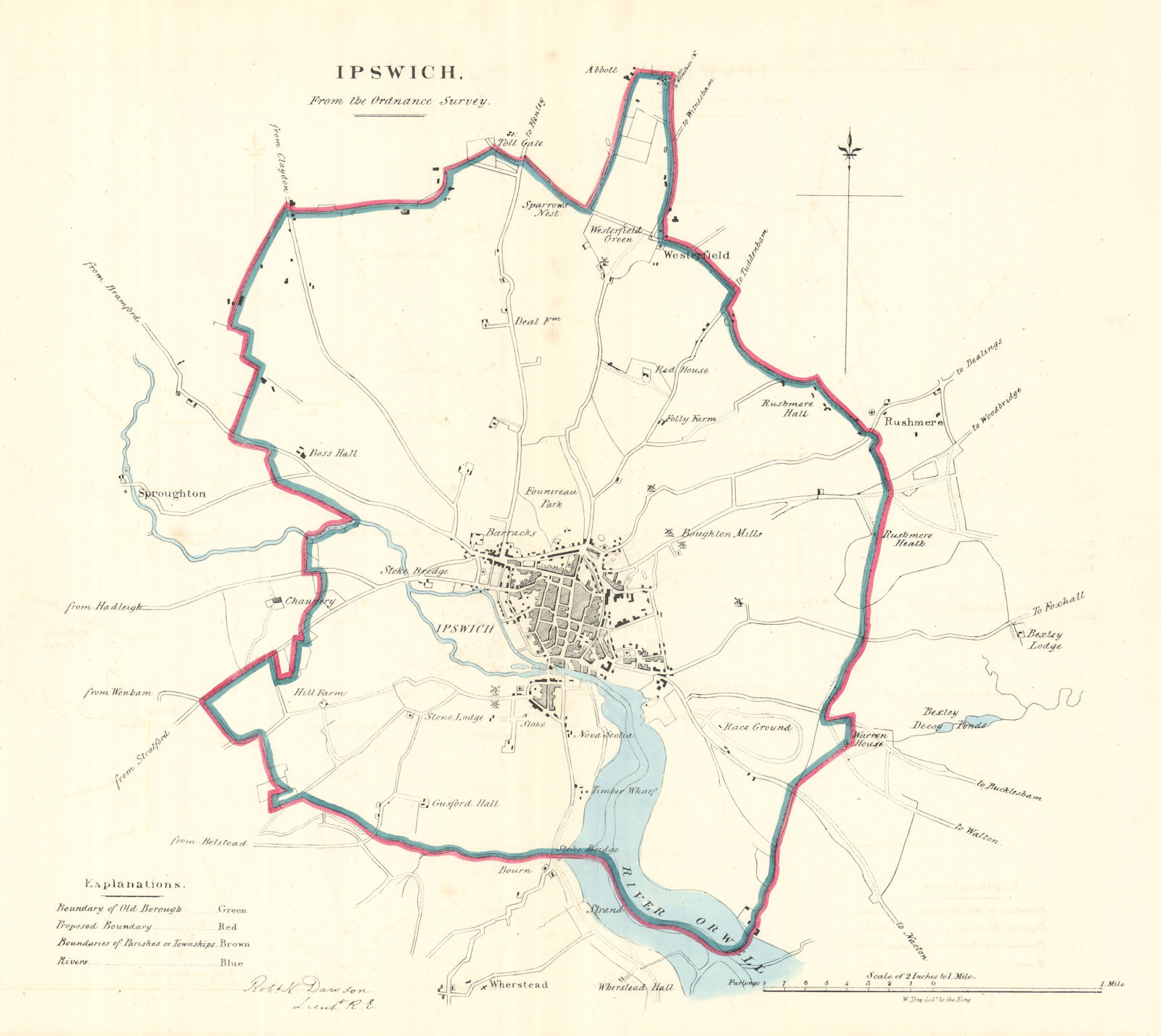 IPSWICH borough/town plan. REFORM ACT. Suffolk. DAWSON 1832 old antique map