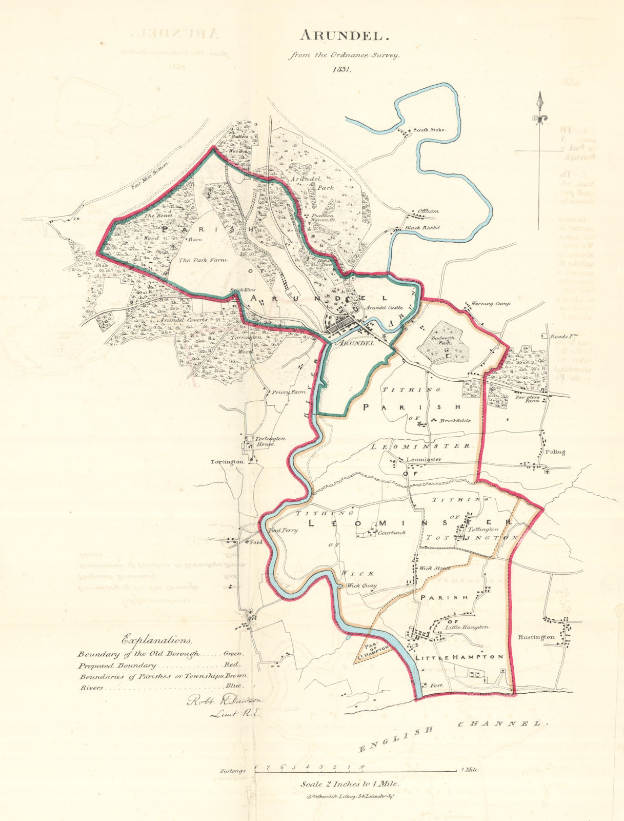 ARUNDEL & LITTLEHAMPTON borough/town plan. REFORM ACT. Sussex. DAWSON 1832 map