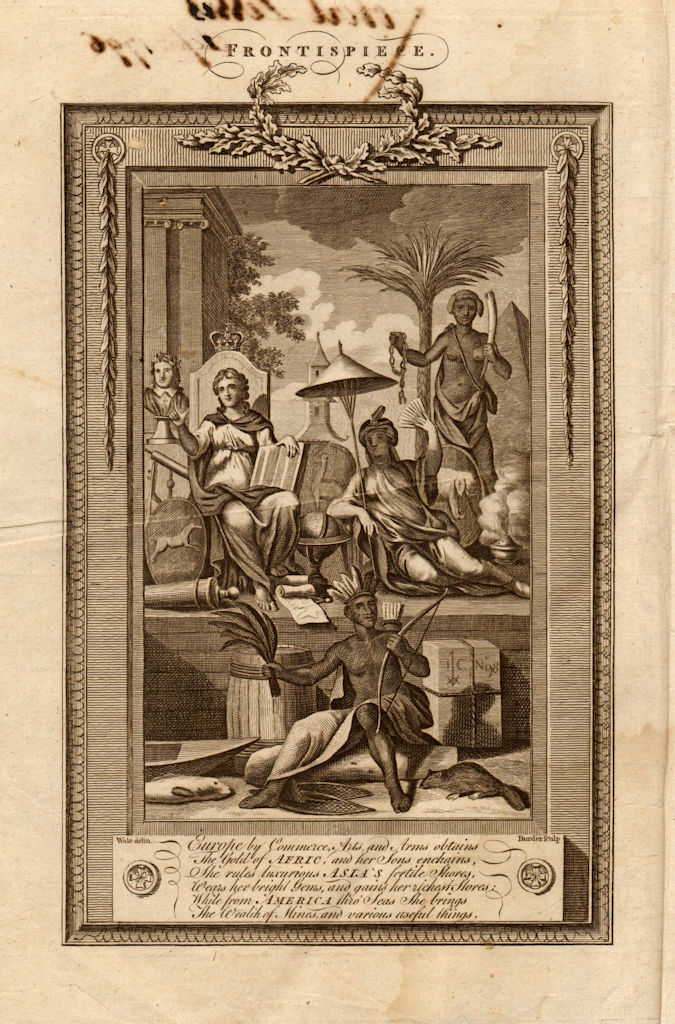 Frontispiece to Middleton's system of geography. Europe Africa Asia America 1779