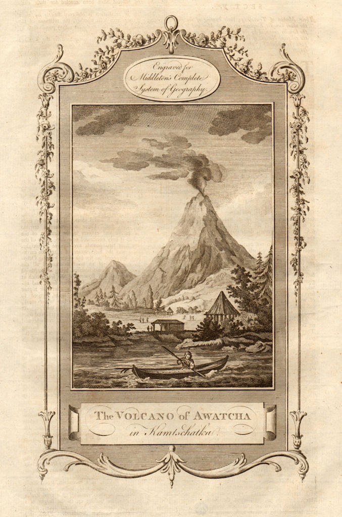 "Volcano of Awatcha in Kamtschatka". Avachinsky / Avacha, Kamchatka 1779 print