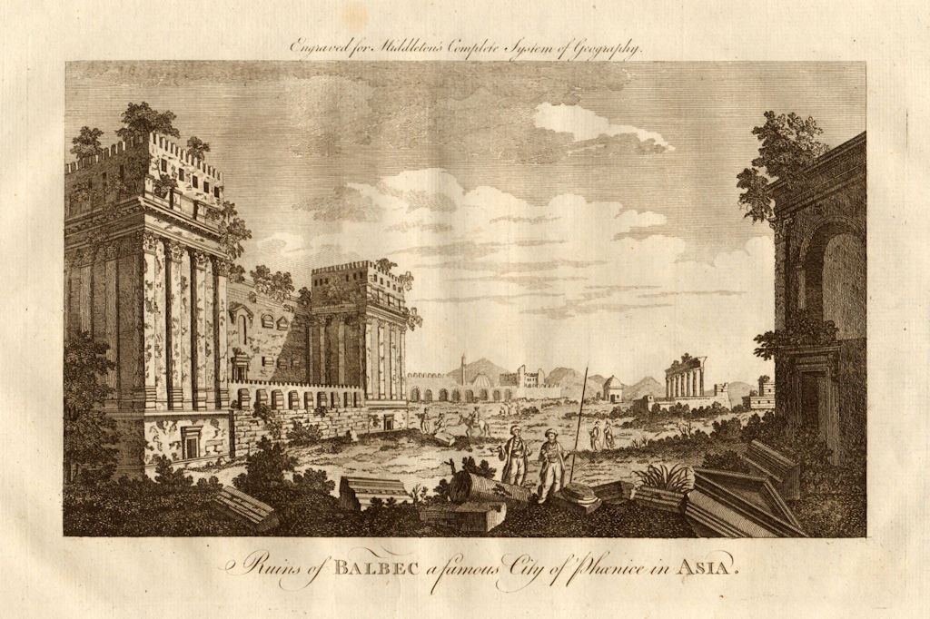 "Ruins of Balbec a famous city of Phoenice". Baalbek, Lebanon. MIDDLETON 1779