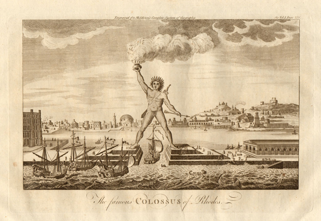 "The famous Colossus of Rhodes". Greece. MIDDLETON 1779 old antique print