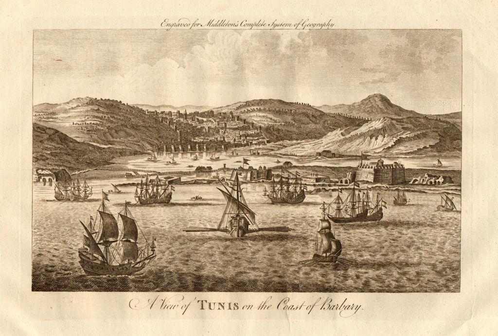 "A view of Tunis on the Coast of Barbary". Tunisia. MIDDLETON 1779 old print