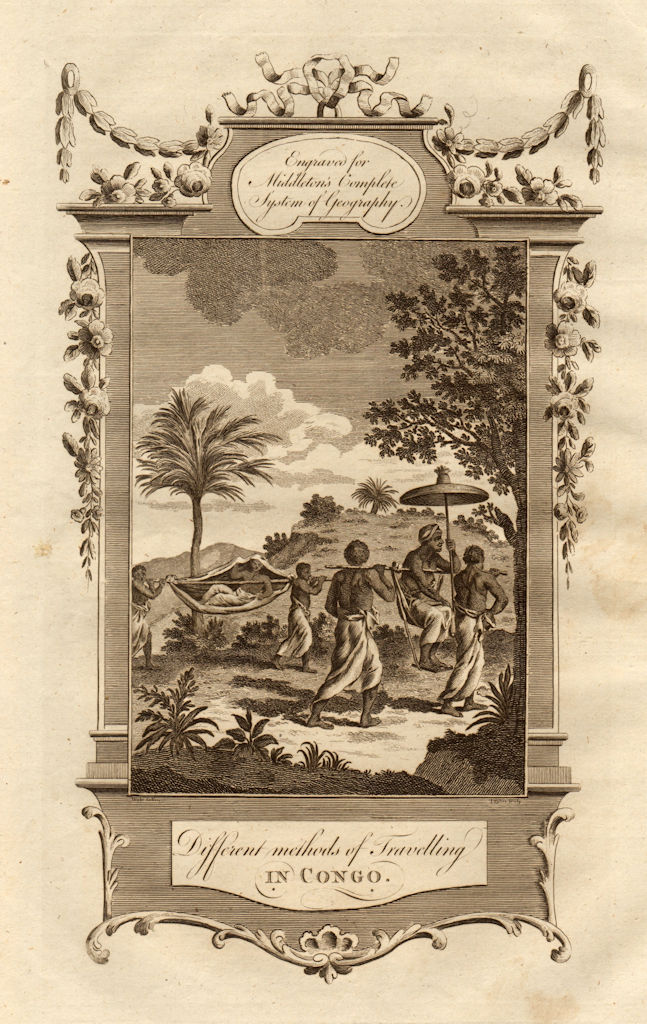Associate Product "Methods of travelling in Congo". Stretcher sedan chair. MIDDLETON 1779 print