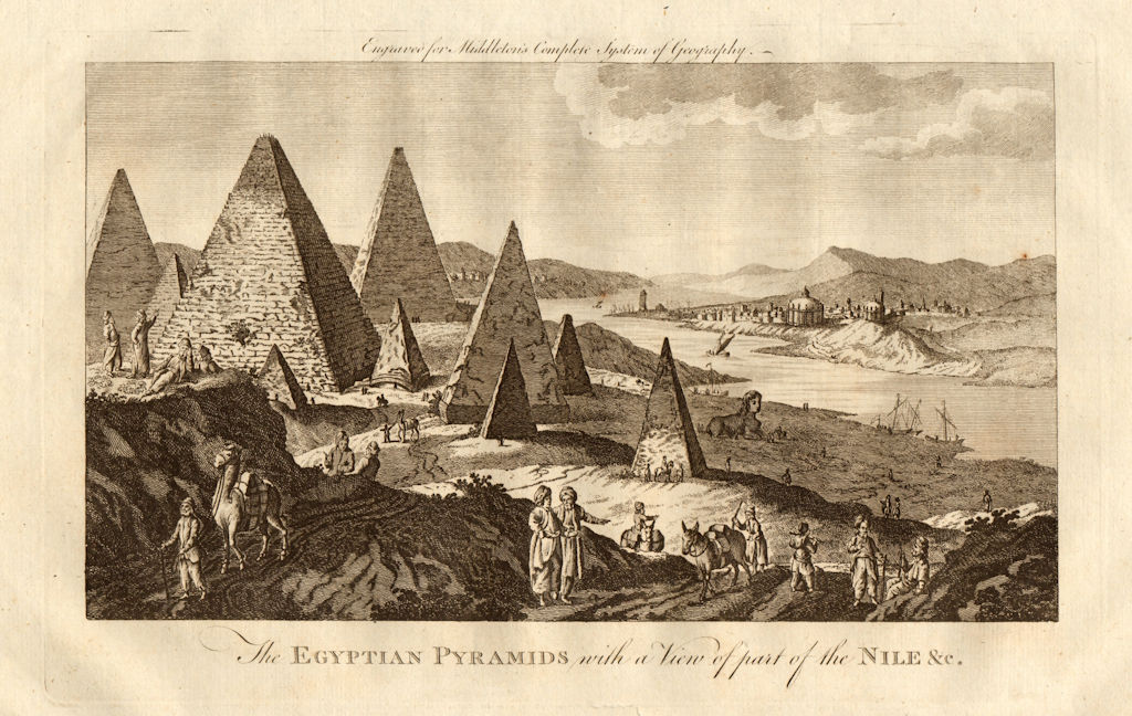 "The Egyptians pyramids with a view of part of the Nile" Cairo. MIDDLETON 1779