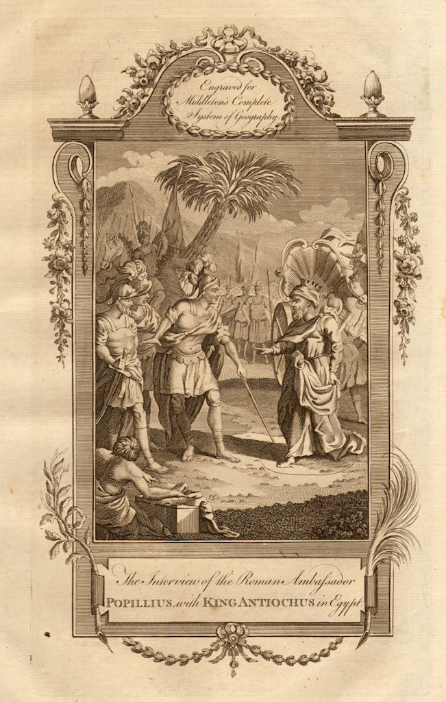 Roman envoy Gaius Popillius Laenas meeting Antiochus IV Epiphanes in Egypt 1779