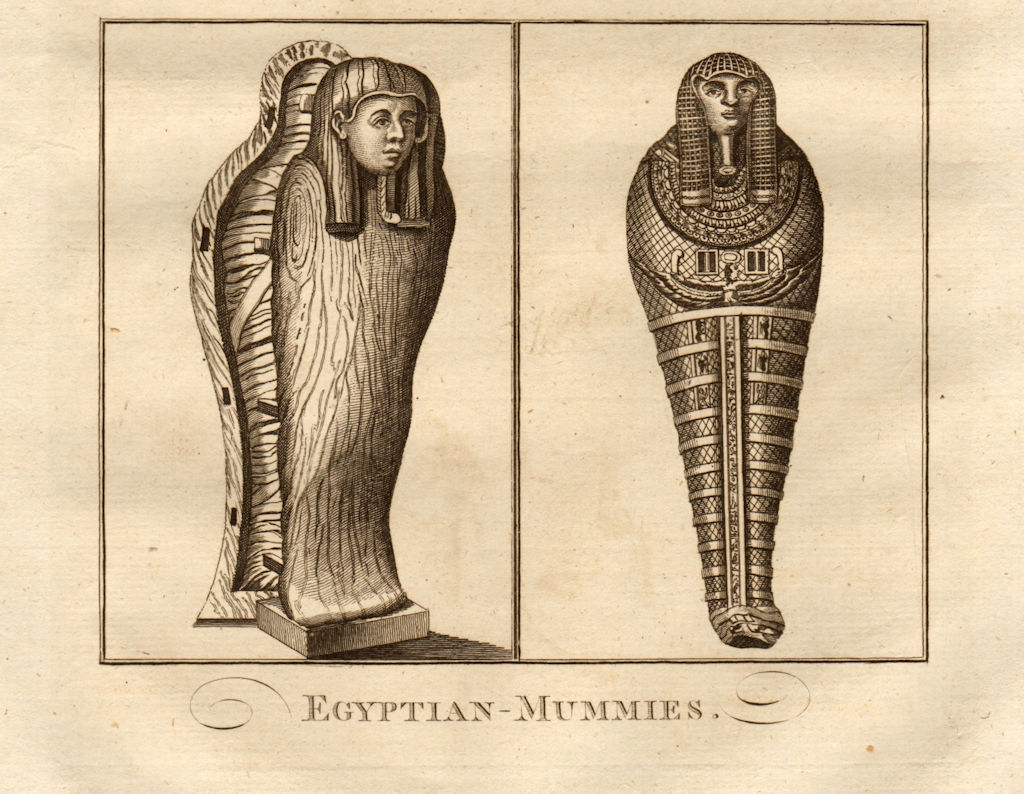"Egyptian mummies". MIDDLETON 1779 old antique vintage print picture