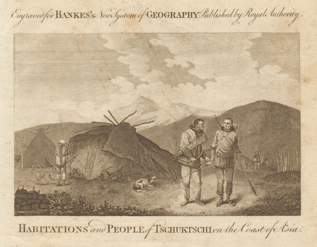 Chukchi people & houses, Chukotski Peninsula. Tschuktschi. Russia. BANKES 1789