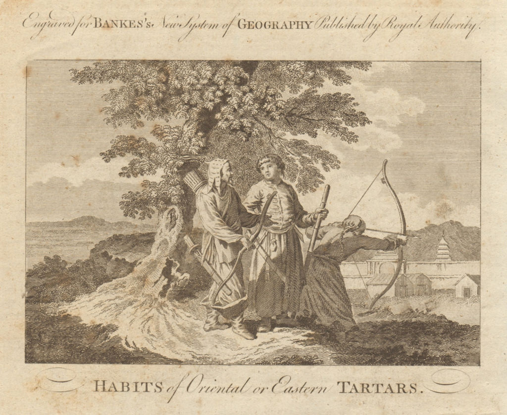 Habits of oriental or eastern Tartars. East Asia. BANKES 1789 old print