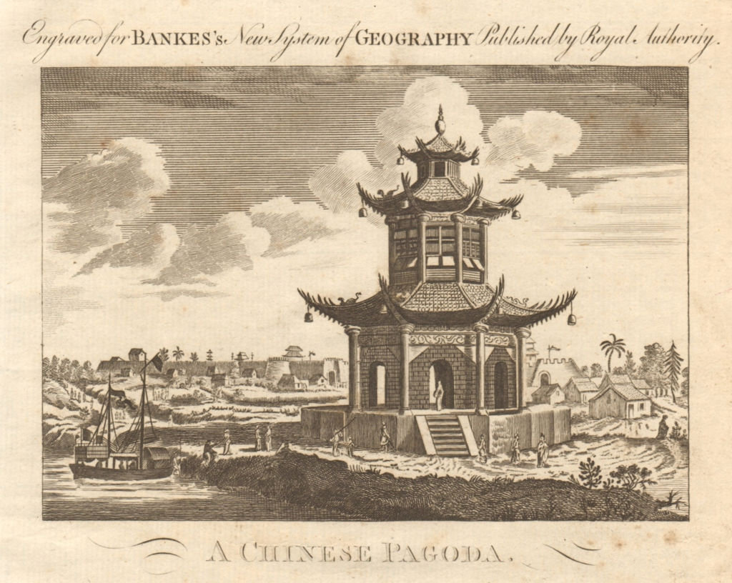 A Chinese pagoda. China. BANKES 1789 old antique vintage print picture