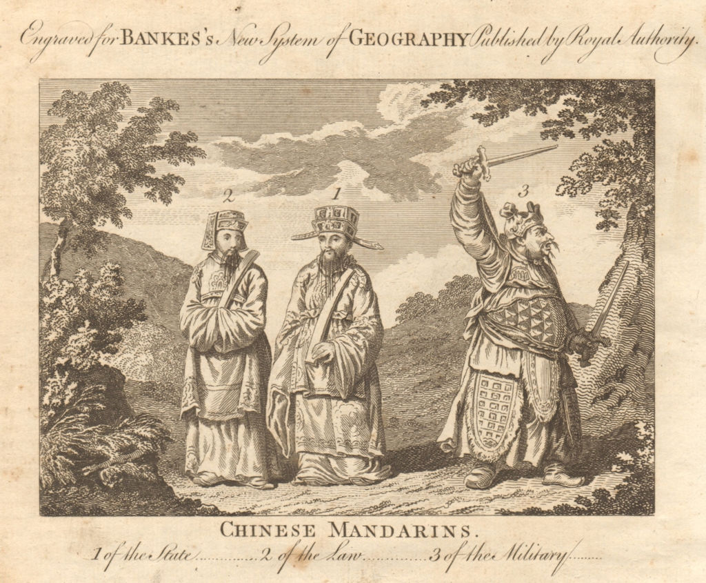 Chinese mandarins, of the state, the law & the military. China. BANKES 1789