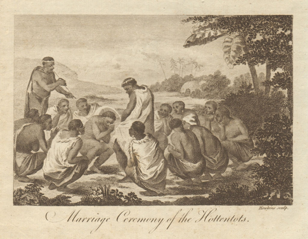 Associate Product Marriage ceremony of the Hottentots. Khoikhoi. South Africa. BANKES 1789 print