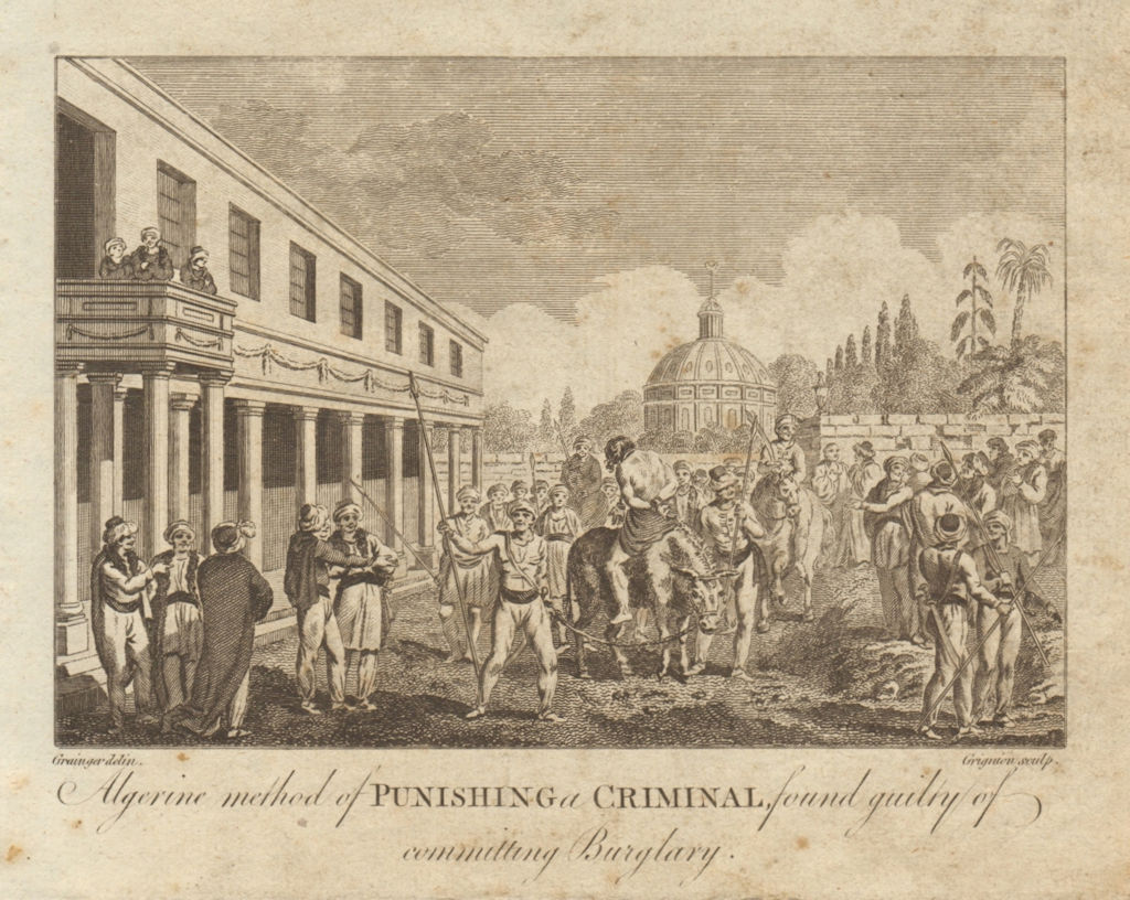 Algerine method of punishing a criminal. Algeria. BANKES 1789 old print