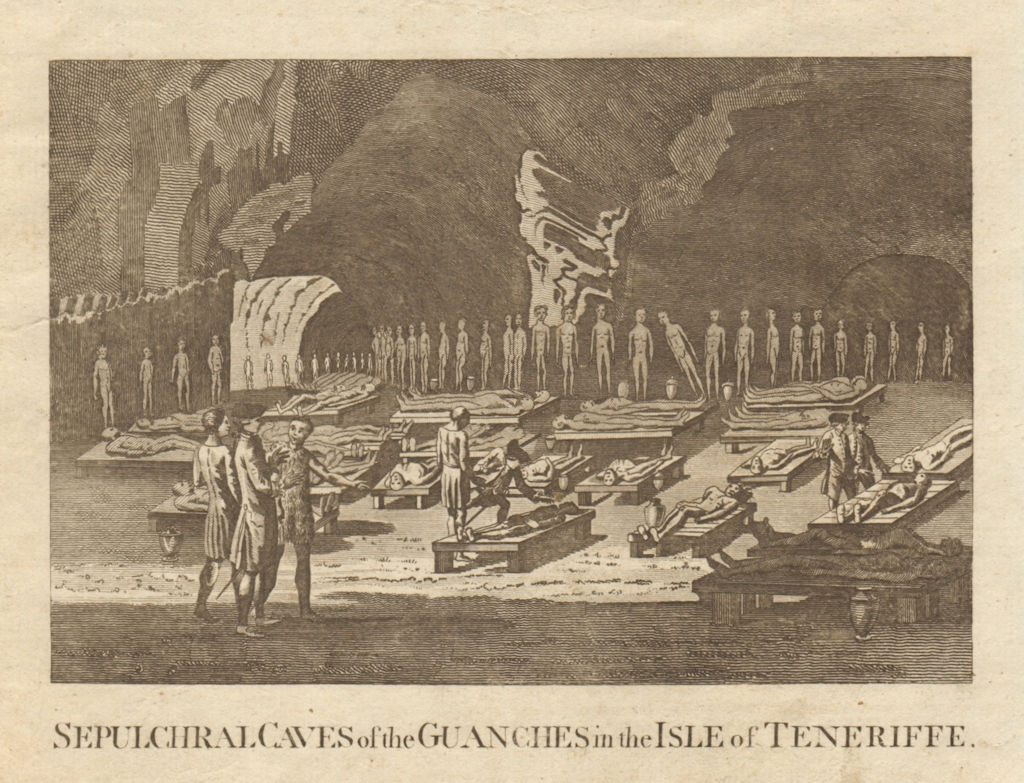 Sepulchral caves of the Guanches, Tenerife, Canary Islands. BANKES 1789 print