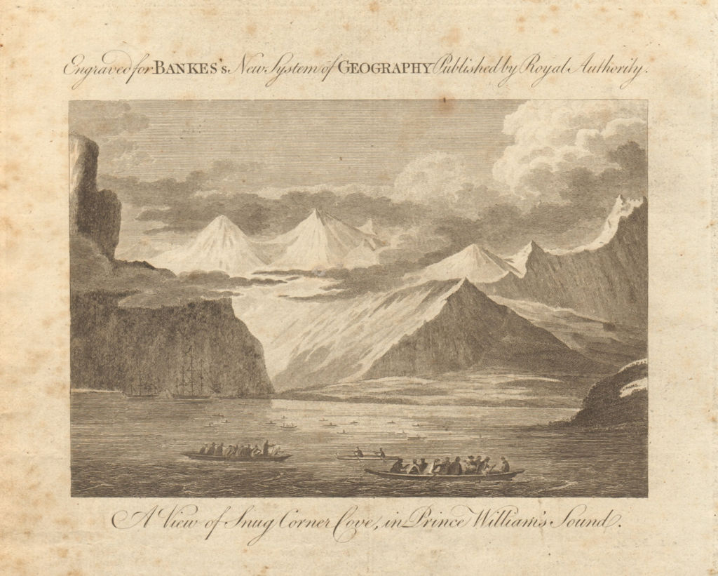 Snug Corner Cove, Prince William's Sound. Alaska. BANKES 1789 old print
