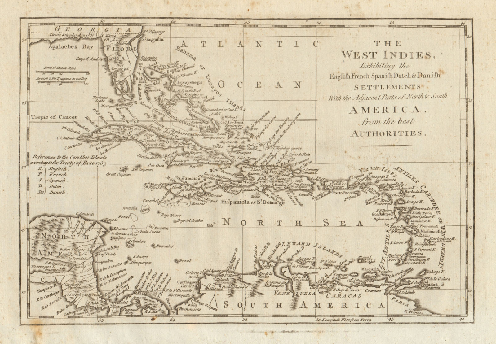 West Indies… English, French, Spanish, Dutch & Danish settlements BOWEN 1789 map