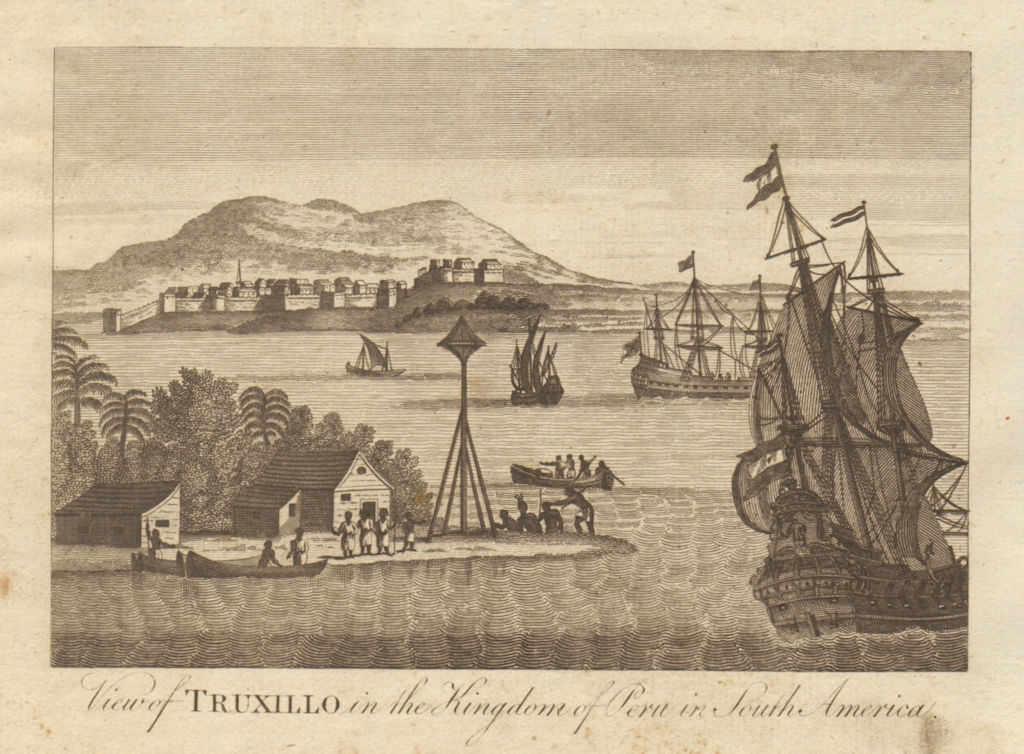 Associate Product View of Truxillo in the Kingdom of Peru in South America. Trujillo. BANKES 1789