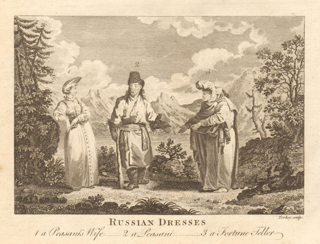 Russian dresses. A peasant's wife. A peasant. A fortune teller. BANKES 1789