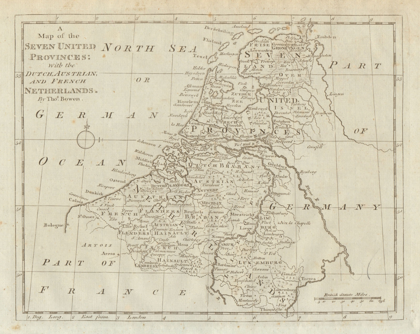 Associate Product The Seven United Provinces… Dutch, Austrian & French Netherlands. BOWEN 1789 map